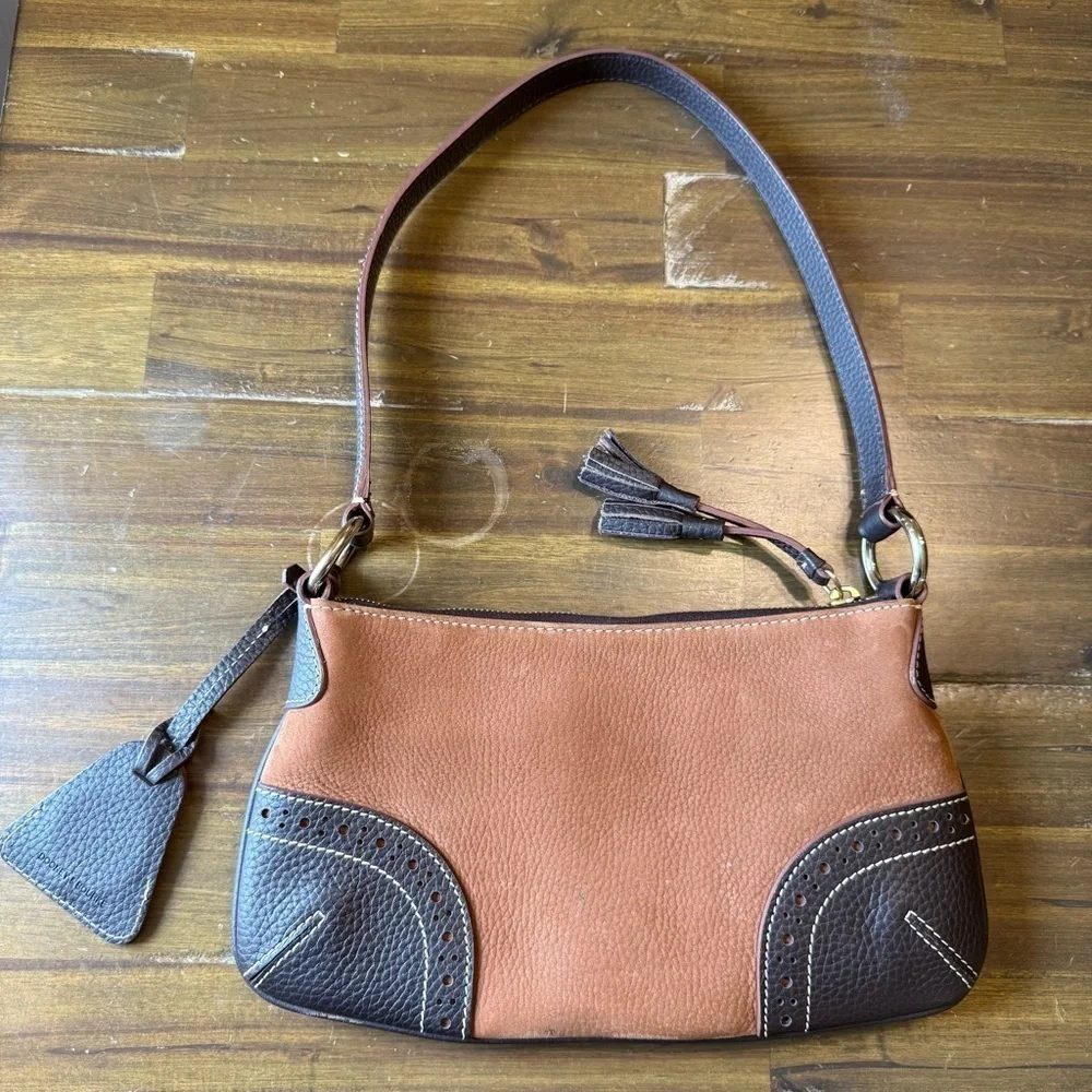 Vintage Dooney & Bourke Brown Suede Leather Shoulder Bag Satchel